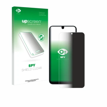 Face avant d’un emballage produit avec le logo de la marque upscreen. À côté, l’appareil Samsung Galaxy A16 5G est représenté 