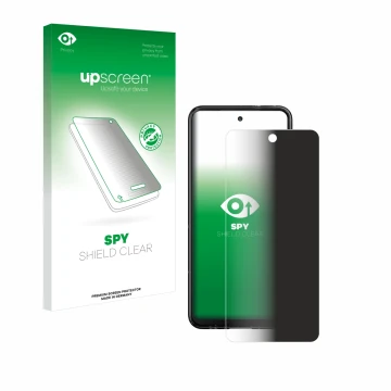 Face avant d’un emballage produit avec le logo de la marque upscreen. À côté, l’appareil HMD Fusion est représenté avec la pro