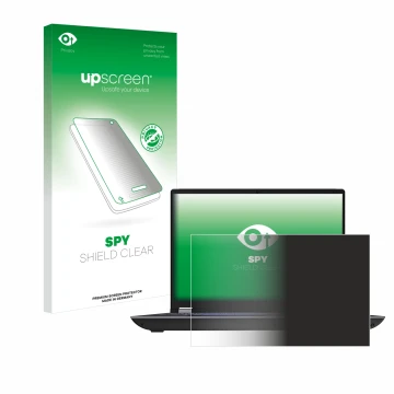 Face avant d’un emballage produit avec le logo de la marque upscreen. À côté, l’appareil Lenovo ThinkPad P16 Gen 2 Non-Touch e