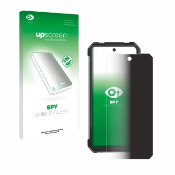 Face avant d’un emballage produit avec le logo de la marque upscreen. À côté, l’appareil 8849 Tank 3 Pro est représenté avec l