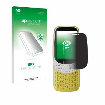 Face avant d’un emballage produit avec le logo de la marque upscreen. À côté, l’appareil Nokia 3210 est représenté avec la pro