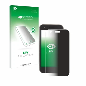 Face avant d’un emballage produit avec le logo de la marque upscreen. À côté, l’appareil Soyes XS12 est représenté avec la pro