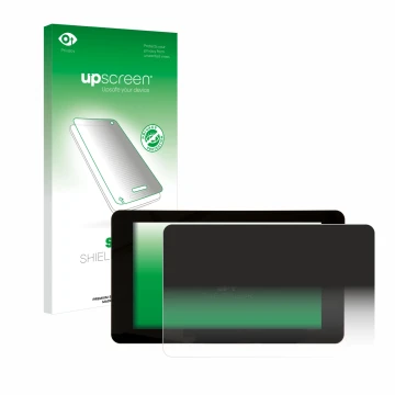 Face avant d’un emballage produit avec le logo de la marque upscreen. À côté, l’appareil Raspberry Pi Touchscreen 2 (7