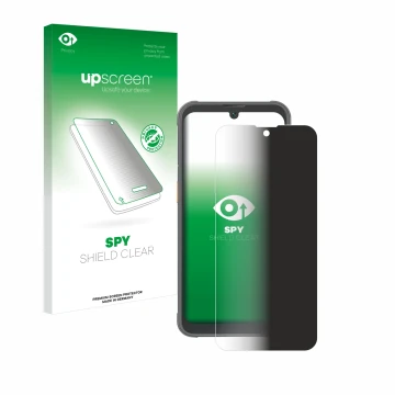 Face avant d’un emballage produit avec le logo de la marque upscreen. À côté, l’appareil Blackview BV5200 Pro est représenté a