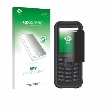 Face avant d’un emballage produit avec le logo de la marque upscreen. À côté, l’appareil Sonim XP100 est représenté avec la pr
