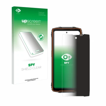 Face avant d’un emballage produit avec le logo de la marque upscreen. À côté, l’appareil Blackview BV8200 est représenté avec 