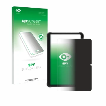 Face avant d’un emballage produit avec le logo de la marque upscreen. À côté, l’appareil Hotwav R8 est représenté avec la prot