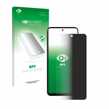 Face avant d’un emballage produit avec le logo de la marque upscreen. À côté, l’appareil Motorola Moto G15 Power est représent