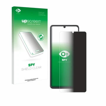 Face avant d’un emballage produit avec le logo de la marque upscreen. À côté, l’appareil Cubot A20 est représenté avec la prot