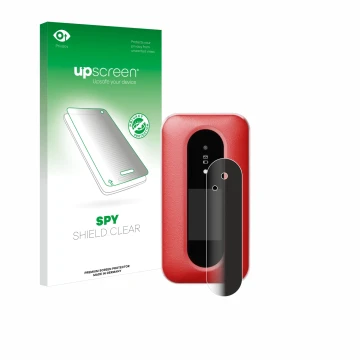 Face avant d’un emballage produit avec le logo de la marque upscreen. À côté, l’appareil Doro Leva L30 (Affichage externe) est