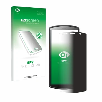 Face avant d’un emballage produit avec le logo de la marque upscreen. À côté, l’appareil Urovo DT50S 5,7