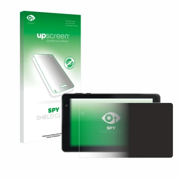 Face avant d’un emballage produit avec le logo de la marque upscreen. À côté, l’appareil Lisciani Mio Tab 7 est représenté ave