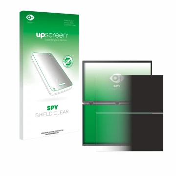 Face avant d’un emballage produit avec le logo de la marque upscreen. À côté, l’appareil Uperfect UStation Delta Max 18.5