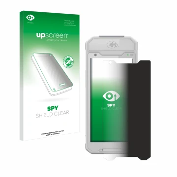 Face avant d’un emballage produit avec le logo de la marque upscreen. À côté, l’appareil Dojo Pocket est représenté avec la pr