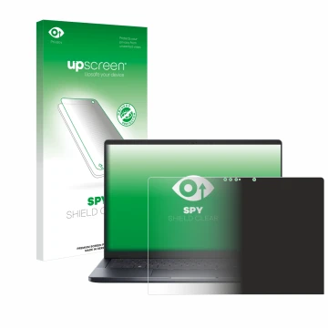 Face avant d’un emballage produit avec le logo de la marque upscreen. À côté, l’appareil Dell Pro 14 Premium PA14250 Touch est