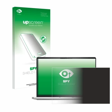 Face avant d’un emballage produit avec le logo de la marque upscreen. À côté, l’appareil Dell Pro 16 Plus PB16250 est représen