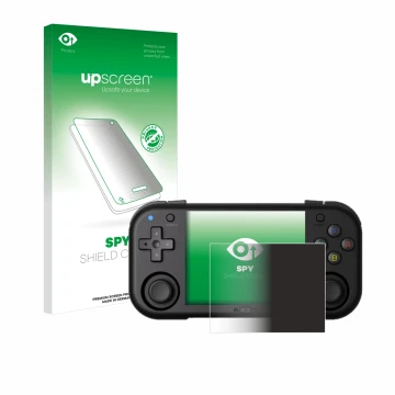 Face avant d’un emballage produit avec le logo de la marque upscreen. À côté, l’appareil Magicx Mini Zero 28 est représenté av