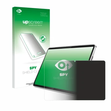 Face avant d’un emballage produit avec le logo de la marque upscreen. À côté, l’appareil Lenovo Tab 10.1