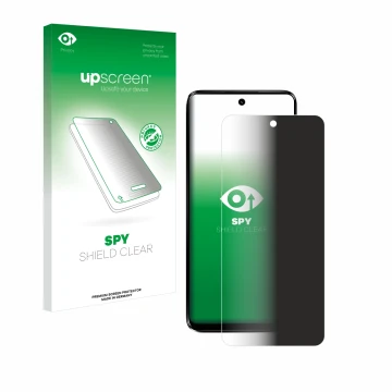 Face avant d’un emballage produit avec le logo de la marque upscreen. À côté, l’appareil Motorola Moto G34 5G est représenté a