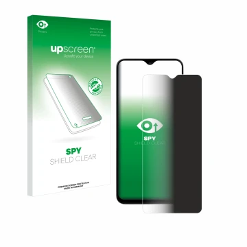 Face avant d’un emballage produit avec le logo de la marque upscreen. À côté, l’appareil ZTE Blade A35e est représenté avec la