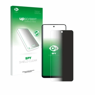 Face avant d’un emballage produit avec le logo de la marque upscreen. À côté, l’appareil Umidigi Note 100 5G est représenté av