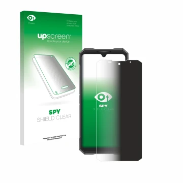 Face avant d’un emballage produit avec le logo de la marque upscreen. À côté, l’appareil Doogee S200X est représenté avec la p