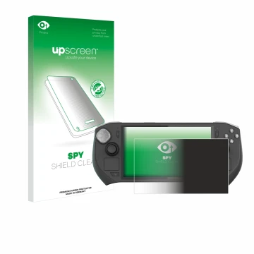 Face avant d’un emballage produit avec le logo de la marque upscreen. À côté, l’appareil Zotac Gaming Zone est représenté avec