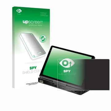 Face avant d’un emballage produit avec le logo de la marque upscreen. À côté, l’appareil GPD Pocket 4 est représenté avec la p