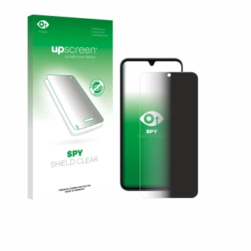 Face avant d’un emballage produit avec le logo de la marque upscreen. À côté, l’appareil Samsung Galaxy A26 5G Enterprise Edit