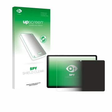 Face avant d’un emballage produit avec le logo de la marque upscreen. À côté, l’appareil Samsung Galaxy Tab S10 FE WiFi est re