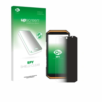 Face avant d’un emballage produit avec le logo de la marque upscreen. À côté, l’appareil Ulefone Armor X32 est représenté avec