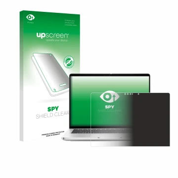 Face avant d’un emballage produit avec le logo de la marque upscreen. À côté, l’appareil Dell Pro 13 Plus 2-in-1 est représent