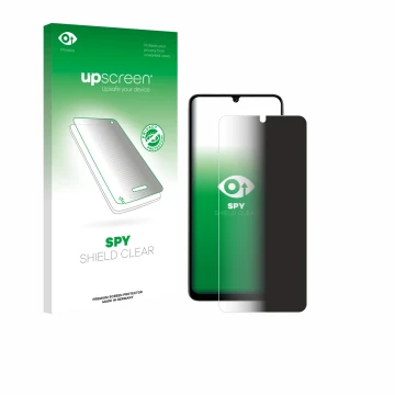 Face avant d’un emballage produit avec le logo de la marque upscreen. À côté, l’appareil Doogee Note 59 Pro est représenté ave