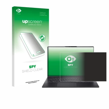 Face avant d’un emballage produit avec le logo de la marque upscreen. À côté, l’appareil Acer Swift 16 AI est représenté avec 