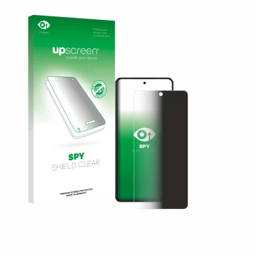 Face avant d’un emballage produit avec le logo de la marque upscreen. À côté, l’appareil realme GT 7 est représenté avec la pr