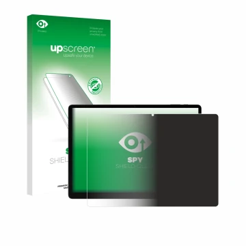 Face avant d’un emballage produit avec le logo de la marque upscreen. À côté, l’appareil Doogee Tab E3 Max 14 est représenté a
