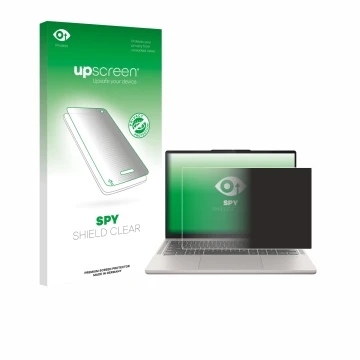 Face avant d’un emballage produit avec le logo de la marque upscreen. À côté, l’appareil Lenovo Chromebook Plus 14 est représe