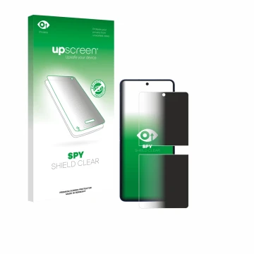 Face avant d’un emballage produit avec le logo de la marque upscreen. À côté, l’appareil Samsung Galaxy Z Flip 7 est représent