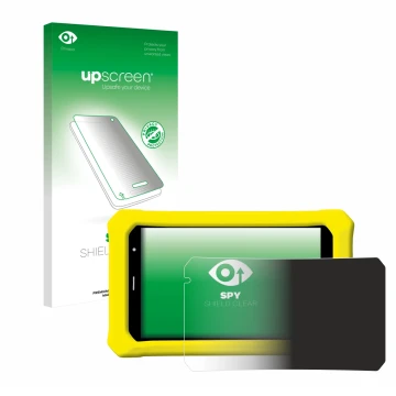 Face avant d’un emballage produit avec le logo de la marque upscreen. À côté, l’appareil Clementoni Clempad 8