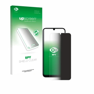 Face avant d’un emballage produit avec le logo de la marque upscreen. À côté, l’appareil Xiaomi Redmi 15C 4G est représenté av