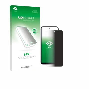 Face avant d’un emballage produit avec le logo de la marque upscreen. À côté, l’appareil Xiaomi Redmi 15 4G est représenté ave