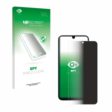 Face avant d’un emballage produit avec le logo de la marque upscreen. À côté, l’appareil Samsung Galaxy A17 5G est représenté 
