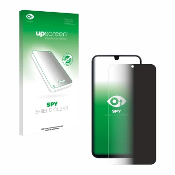 Face avant d’un emballage produit avec le logo de la marque upscreen. À côté, l’appareil Samsung Galaxy A17 4G est représenté 