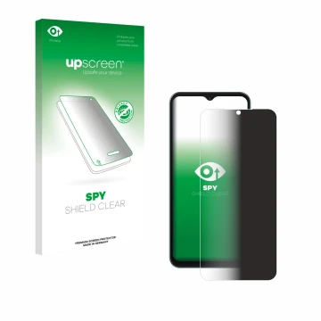 Face avant d’un emballage produit avec le logo de la marque upscreen. À côté, l’appareil Telekom T Phone 3 est représenté avec