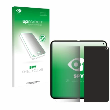 Face avant d’un emballage produit avec le logo de la marque upscreen. À côté, l’appareil Google Pixel 10 Pro Fold (Affichage i
