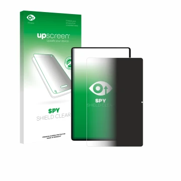 Face avant d’un emballage produit avec le logo de la marque upscreen. À côté, l’appareil Samsung Galaxy Tab S11 Ultra (portrai