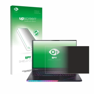 Face avant d’un emballage produit avec le logo de la marque upscreen. À côté, l’appareil Acer Predator Helios 18 AI PH18-73 es