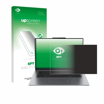 Face avant d’un emballage produit avec le logo de la marque upscreen. À côté, l’appareil Lenovo ThinkPad X9 14 G1 est représen