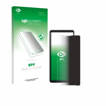 Face avant d’un emballage produit avec le logo de la marque upscreen. À côté, l’appareil Sony Xperia 10 VII est représenté ave