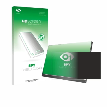 Face avant d’un emballage produit avec le logo de la marque upscreen. À côté, l’appareil Arzopa 60HZ/A1 15.6